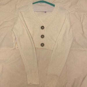 Urban Outfitters white long sleeve button crop top